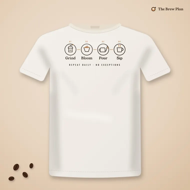 Grind · Bloom · Pour · Sip tee in natural